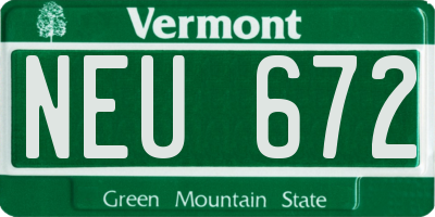 VT license plate NEU672