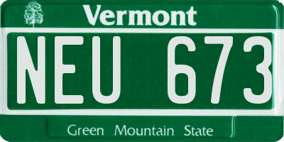 VT license plate NEU673