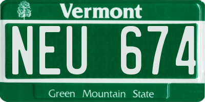 VT license plate NEU674