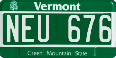 VT license plate NEU676