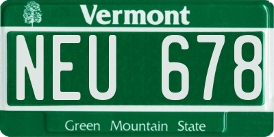 VT license plate NEU678