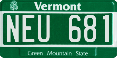 VT license plate NEU681