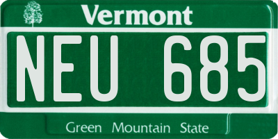 VT license plate NEU685