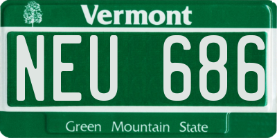 VT license plate NEU686