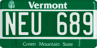 VT license plate NEU689