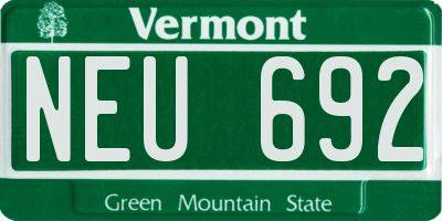 VT license plate NEU692