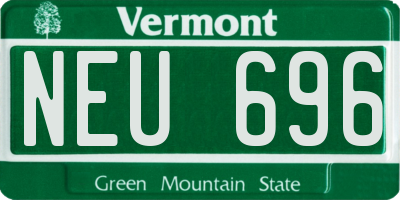 VT license plate NEU696