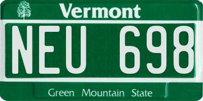 VT license plate NEU698