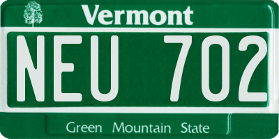VT license plate NEU702