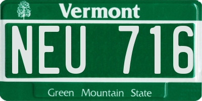 VT license plate NEU716