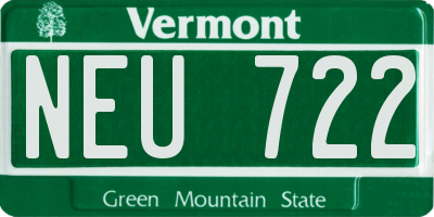 VT license plate NEU722