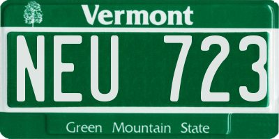 VT license plate NEU723