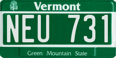 VT license plate NEU731