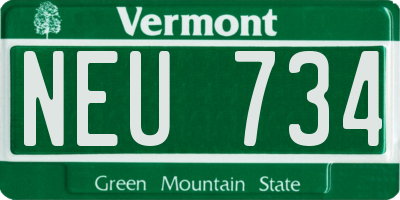VT license plate NEU734