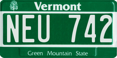VT license plate NEU742