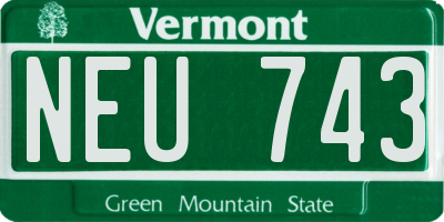 VT license plate NEU743