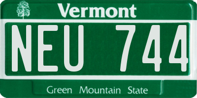 VT license plate NEU744