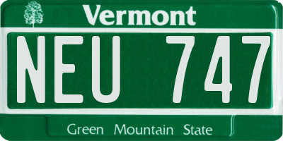 VT license plate NEU747