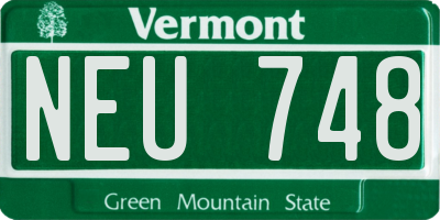VT license plate NEU748