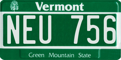 VT license plate NEU756