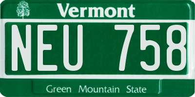 VT license plate NEU758