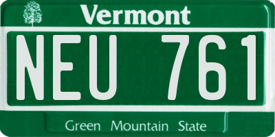 VT license plate NEU761