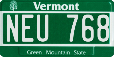VT license plate NEU768