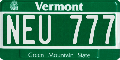 VT license plate NEU777