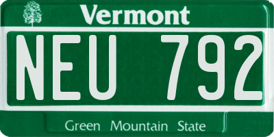 VT license plate NEU792