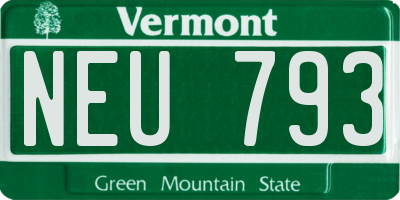 VT license plate NEU793