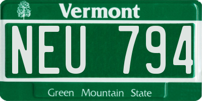 VT license plate NEU794