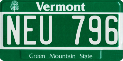 VT license plate NEU796
