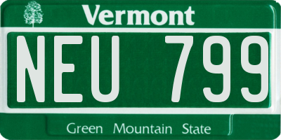 VT license plate NEU799