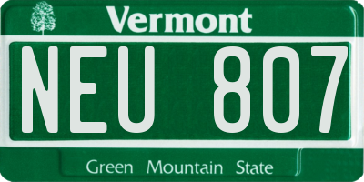 VT license plate NEU807