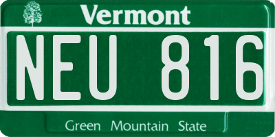 VT license plate NEU816