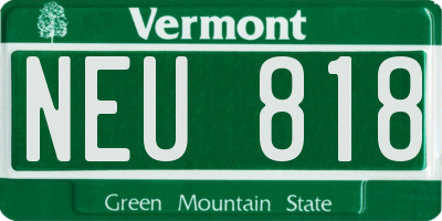 VT license plate NEU818