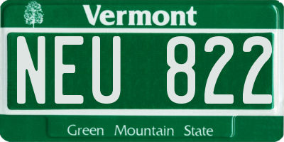 VT license plate NEU822
