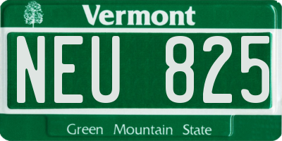 VT license plate NEU825