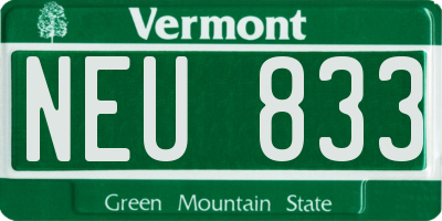 VT license plate NEU833