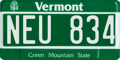 VT license plate NEU834