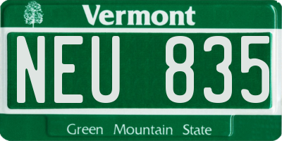 VT license plate NEU835