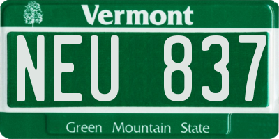 VT license plate NEU837
