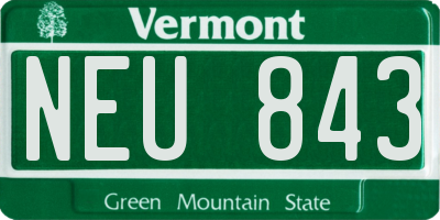 VT license plate NEU843