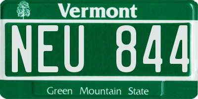 VT license plate NEU844