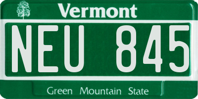 VT license plate NEU845