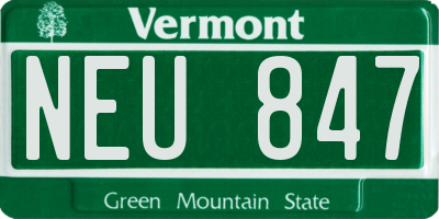 VT license plate NEU847