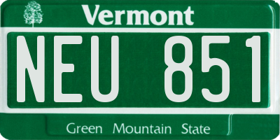 VT license plate NEU851