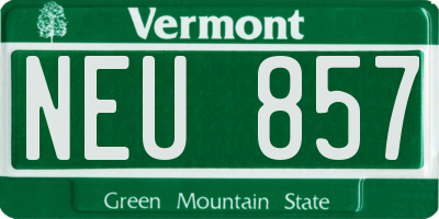 VT license plate NEU857