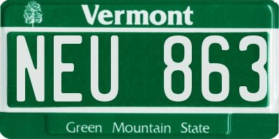 VT license plate NEU863