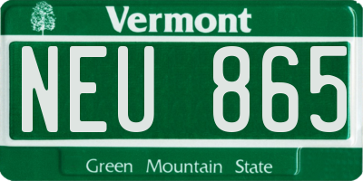 VT license plate NEU865